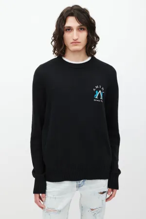 Black & Multicolour Embroidered Wool Sweater