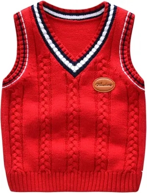 Boys Sweater Vest Cable Knit V-Neck Knitted Uniform Toddler Kids Girls Clothes Dress Vests