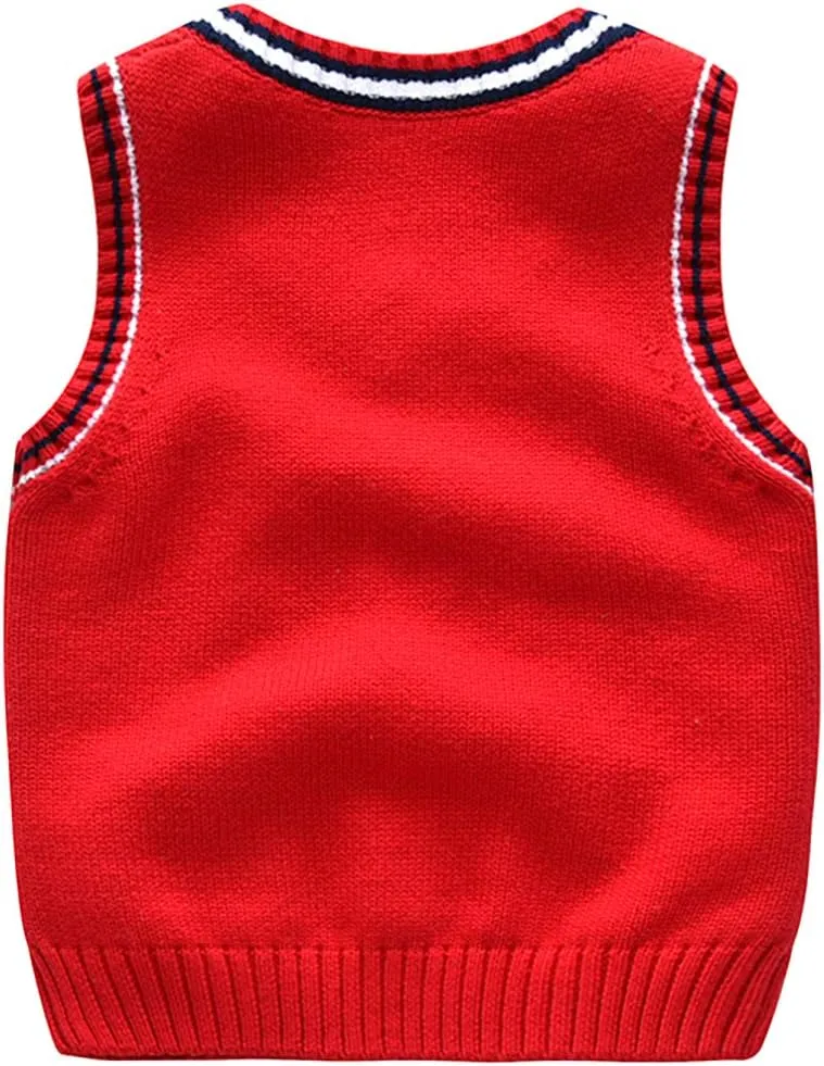 Boys Sweater Vest Cable Knit V-Neck Knitted Uniform Toddler Kids Girls Clothes Dress Vests