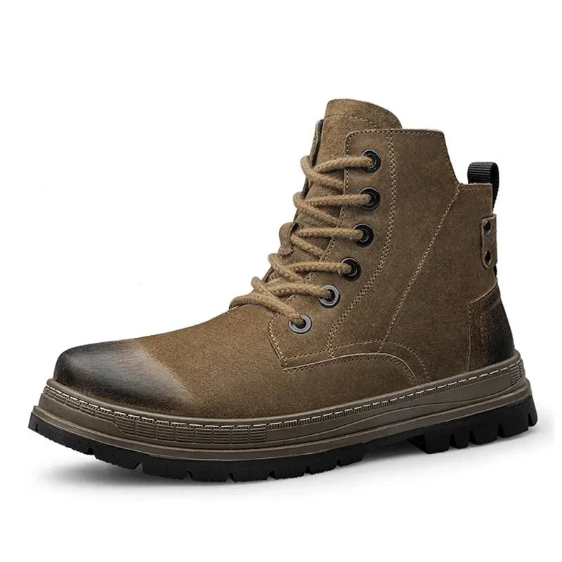 Brand Autumn Winter Men Boots High Quality Comfortable Warm Fur Lace-up Ankle Snow Boots Genuine Leather Boots For Men