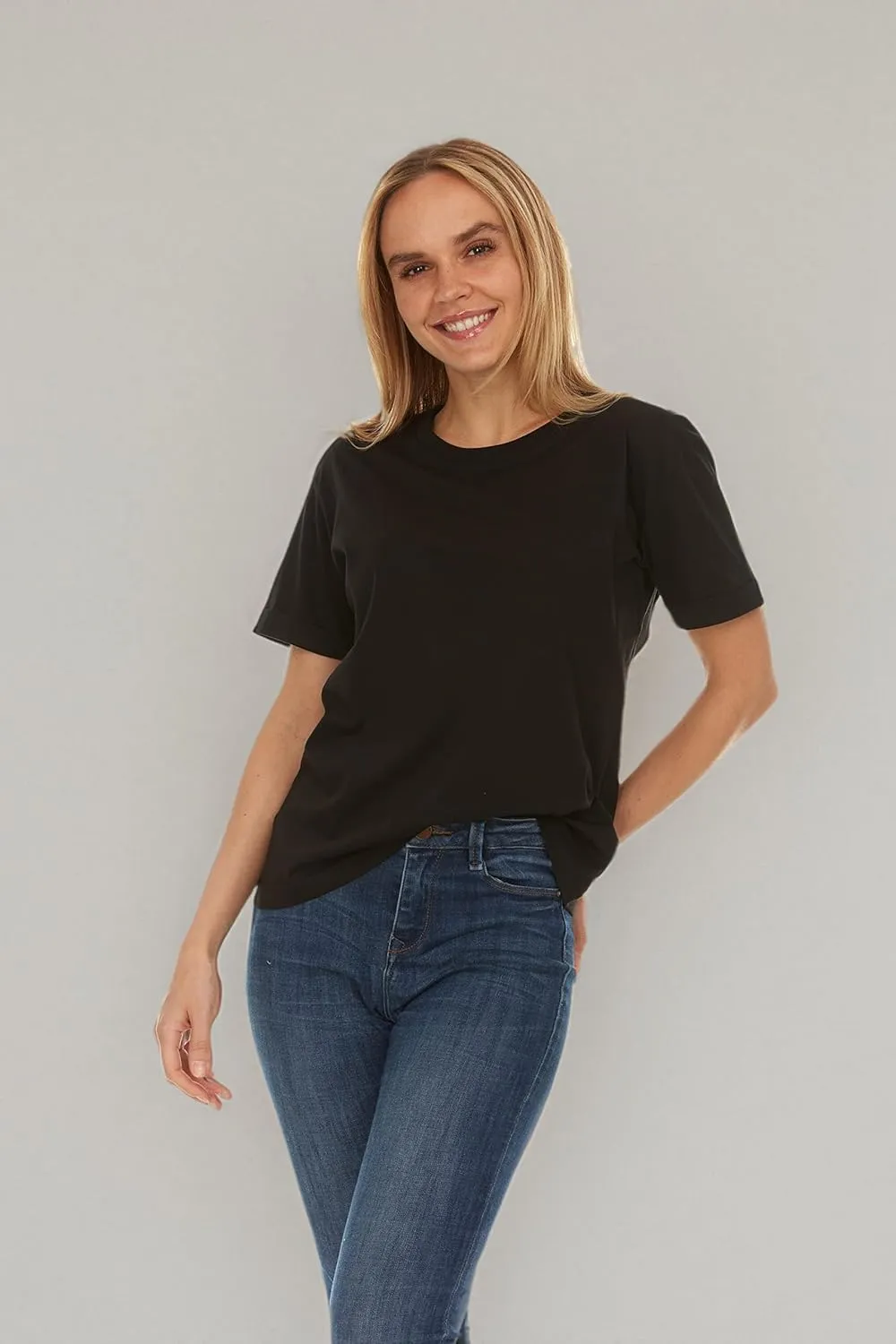 Brix Womens Loose Fit Tee - Shirts Crewneck Cotton Tees.