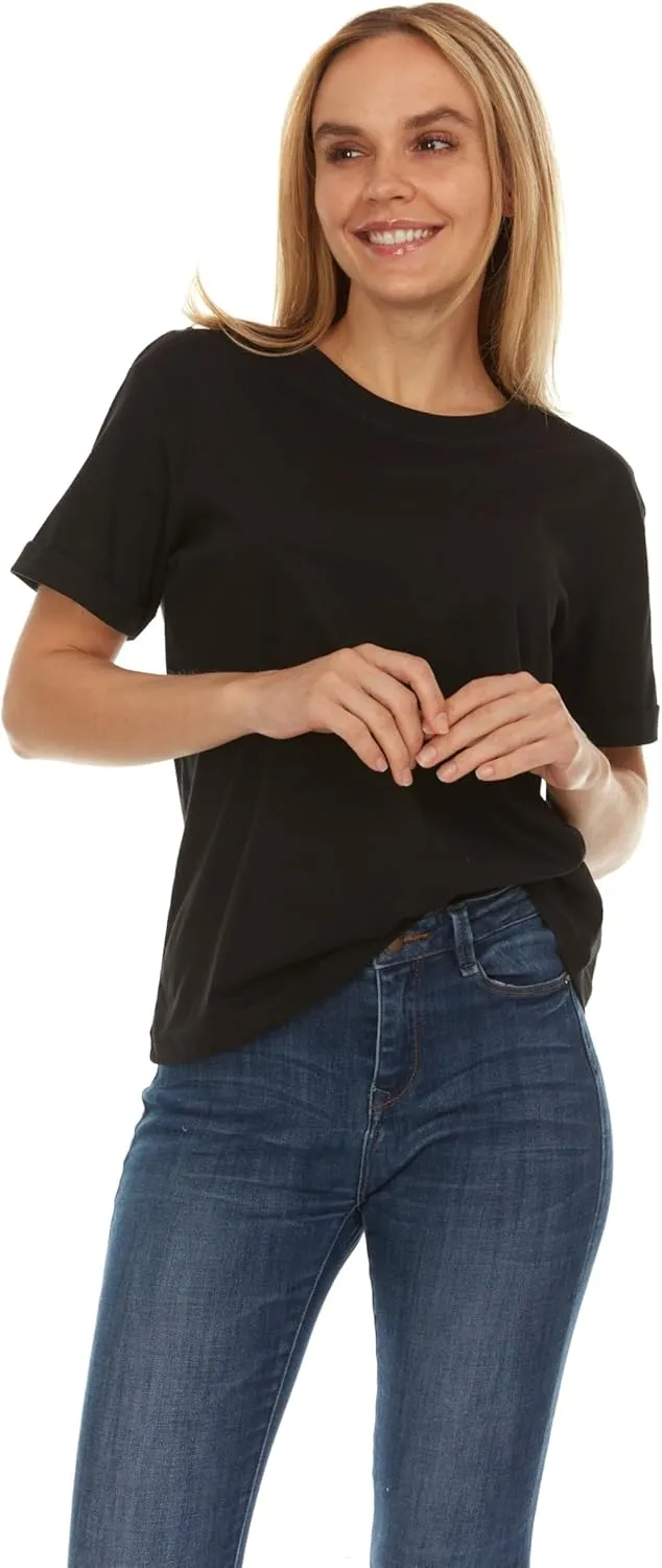Brix Womens Loose Fit Tee - Shirts Crewneck Cotton Tees.
