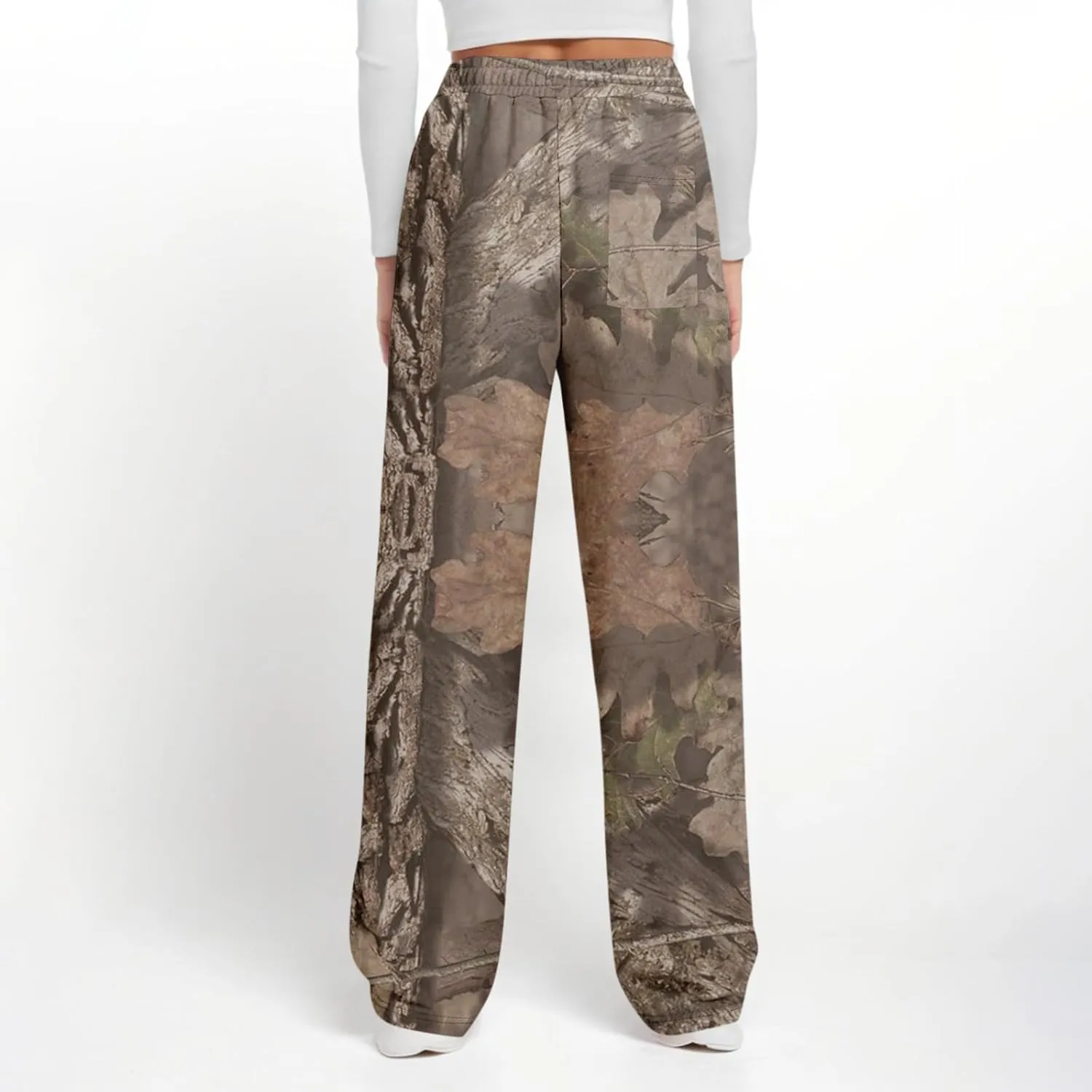 Camo Pants Womens Elastic Waisted Joggers Sweatpant Wide Leg Casual Baggy Sweatpants Camouflage Pant for Women