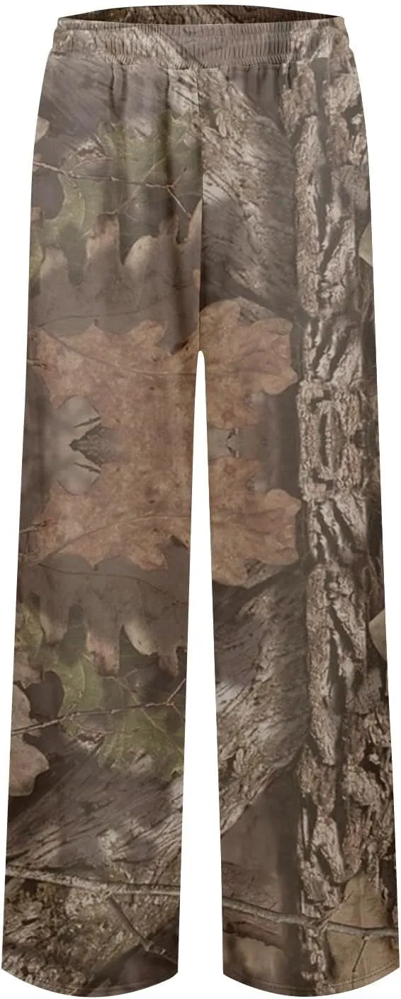 Camo Pants Womens Elastic Waisted Joggers Sweatpant Wide Leg Casual Baggy Sweatpants Camouflage Pant for Women