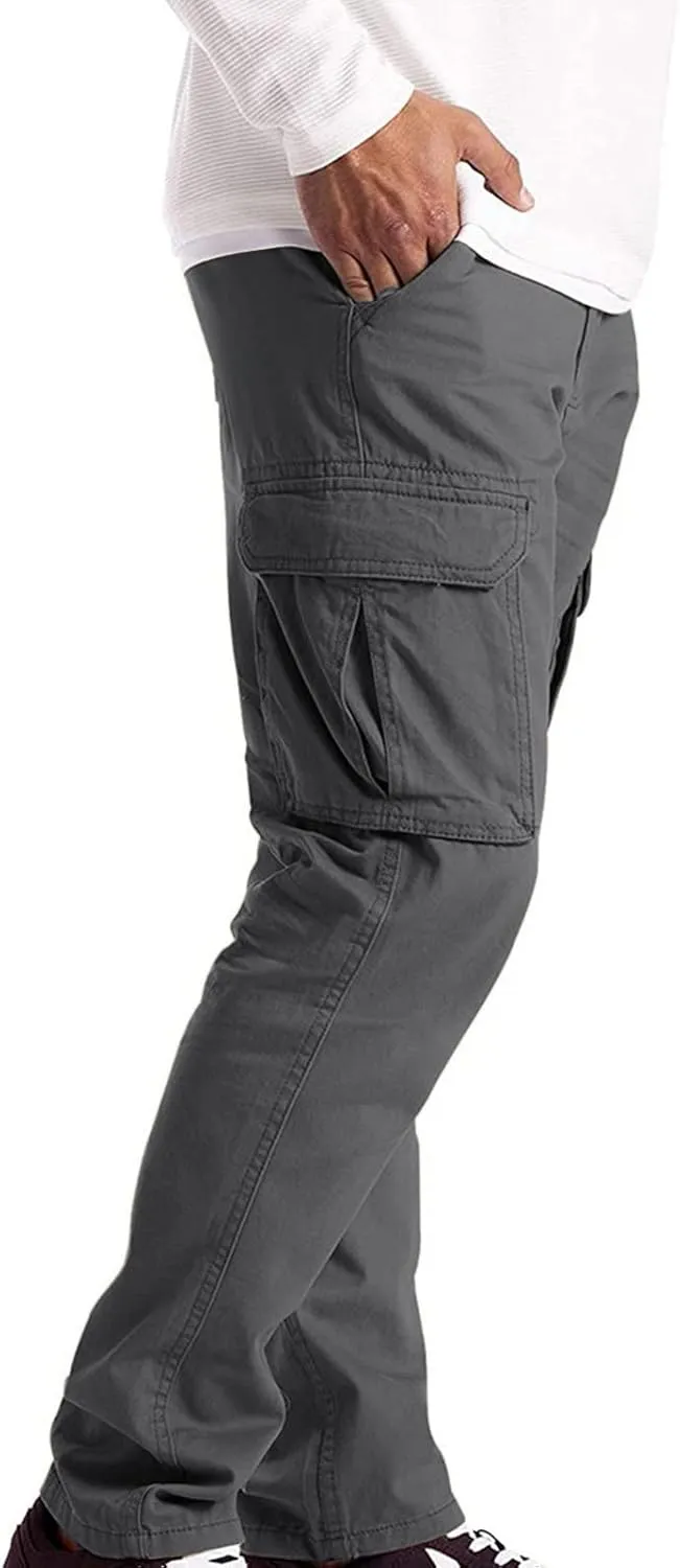 Cargo Sweatpants for Men Loose Fit Mens Joggers with Zip Pockets Mens Trousers Straight Fit Mens Cotton Dress Pants