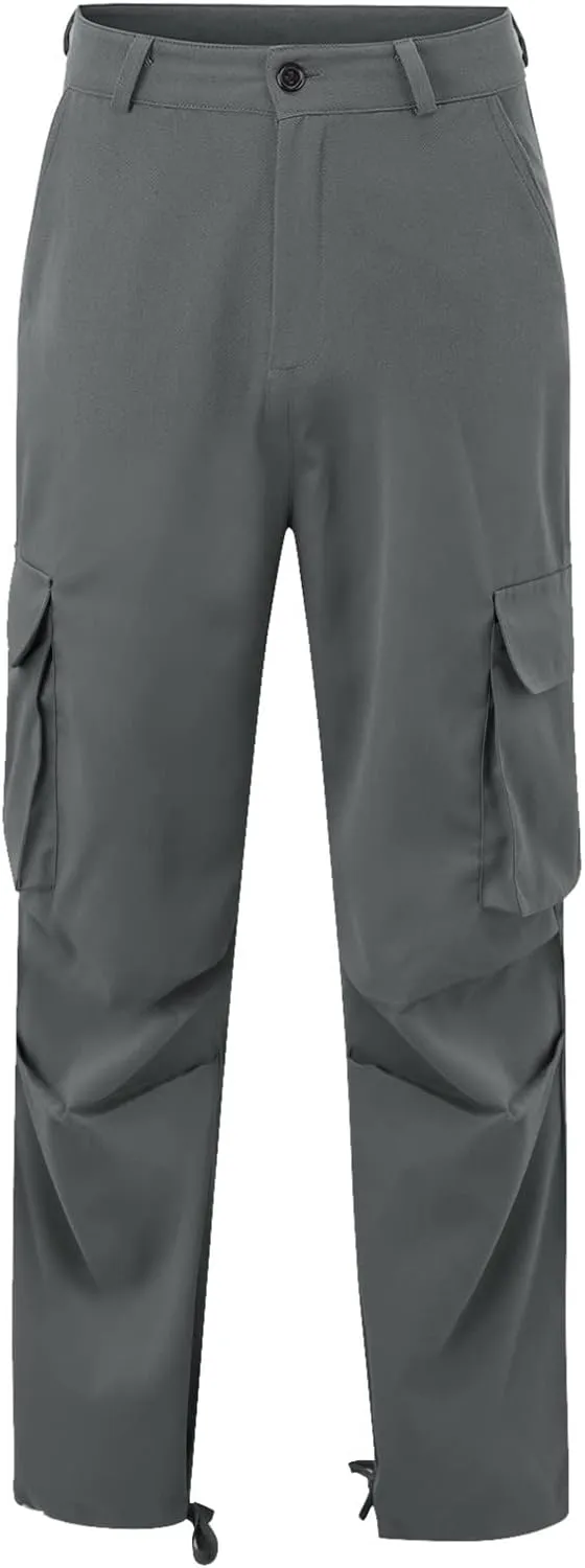 Cargo Sweatpants for Men Loose Fit Mens Joggers with Zip Pockets Mens Trousers Straight Fit Mens Cotton Dress Pants