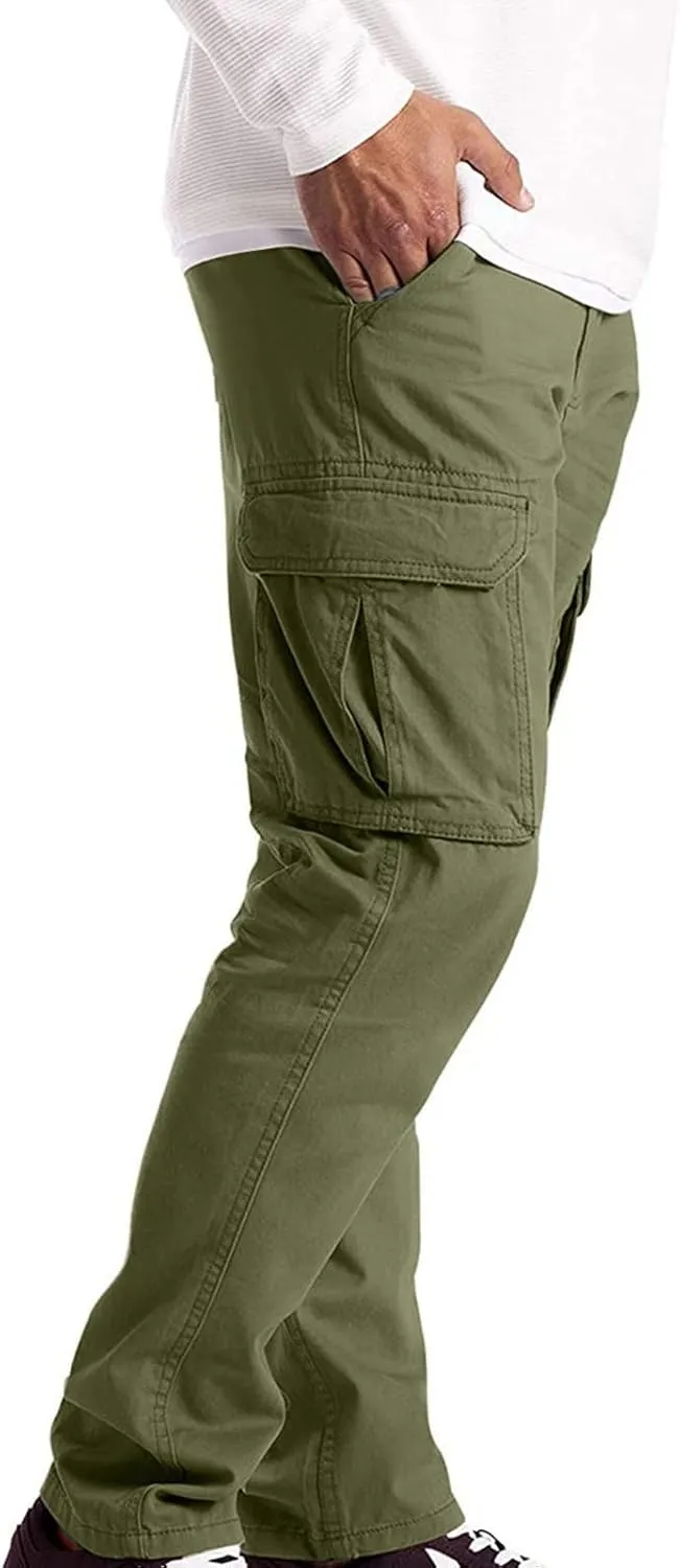 Cargo Sweatpants for Men Loose Fit Mens Joggers with Zip Pockets Mens Trousers Straight Fit Mens Cotton Dress Pants