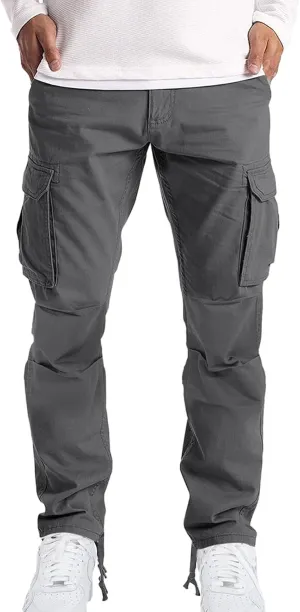 Cargo Sweatpants for Men Loose Fit Mens Joggers with Zip Pockets Mens Trousers Straight Fit Mens Cotton Dress Pants