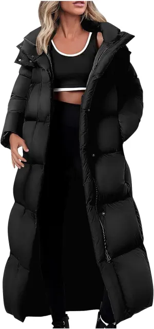 Ceboyel Long Winter Coats for Women 2024 Puffer Jackets Hooded Thickened Down Coat Trendy Ladies Outerwear Clothes With Hood