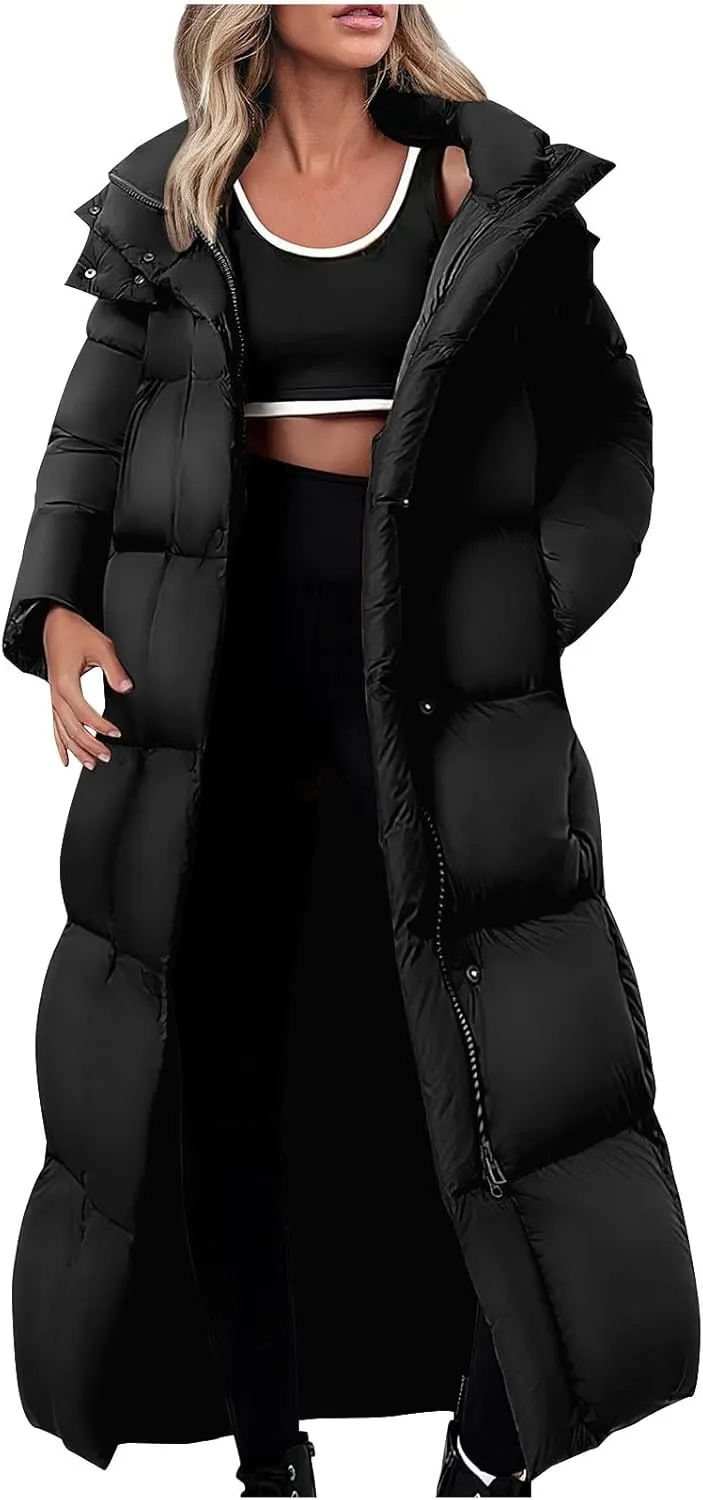 Ceboyel Long Winter Coats for Women 2024 Puffer Jackets Hooded Thickened Down Coat Trendy Ladies Outerwear Clothes With Hood