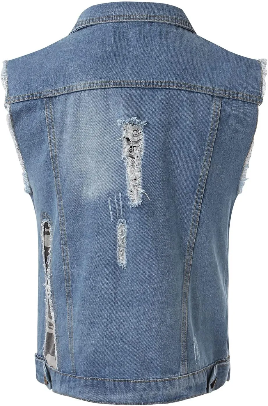 Chaqueta Denim Vest Para Hombre Slim Fit Button Down Sleeveless Shirts for Men Retro Distressed Destroyed Jeans Jacket