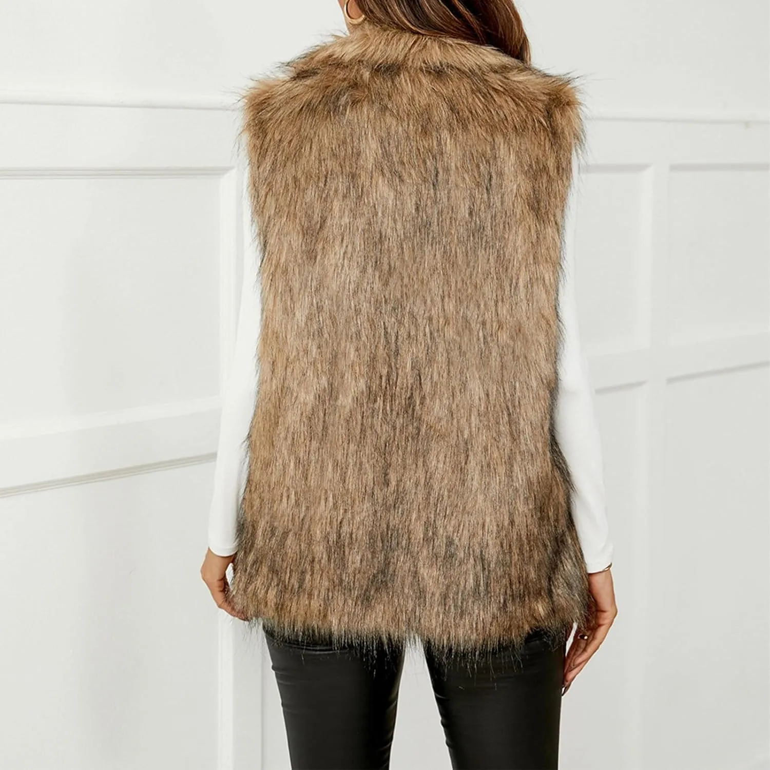 ChicCrate Women's Faux Fur Vest Coat Sleeveless Jacket Fuzzy Sherpa Fleece Jacket Hooded Winter Puffer Vest