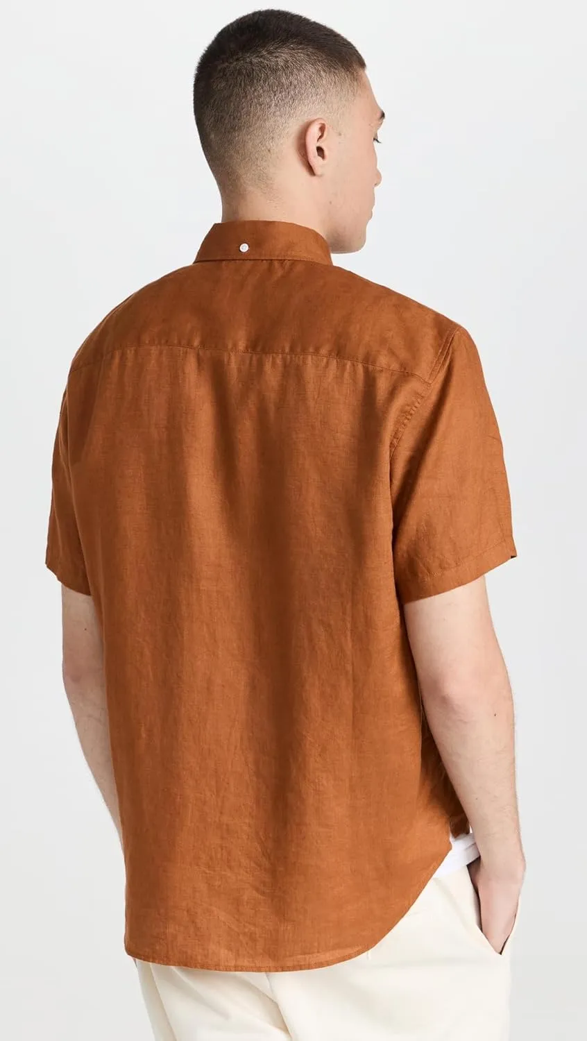 Club Monaco Men's Short Sleeve Linen Shirt