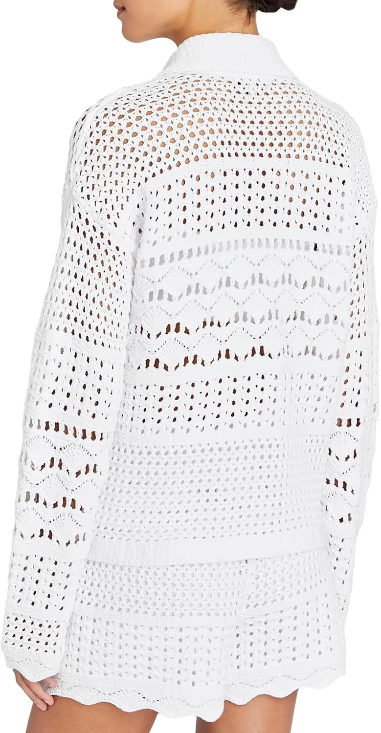 Club Monaco Women's Open Stitch Longsleeve Button Down Cardigan