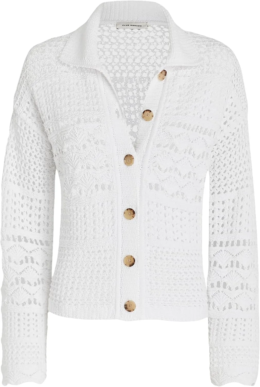Club Monaco Women's Open Stitch Longsleeve Button Down Cardigan