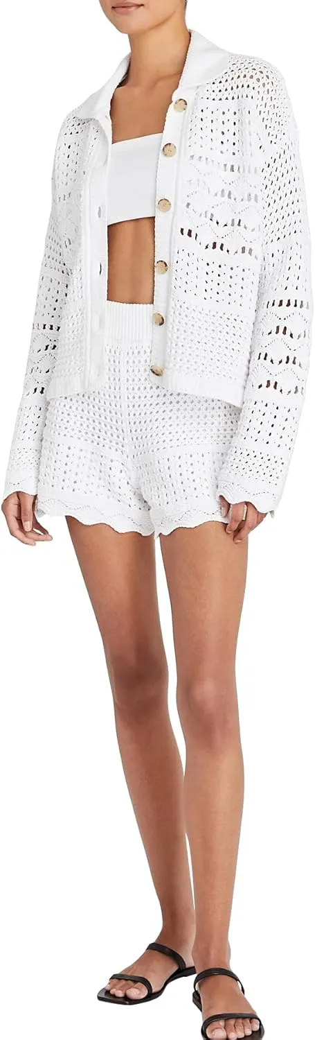 Club Monaco Women's Open Stitch Longsleeve Button Down Cardigan