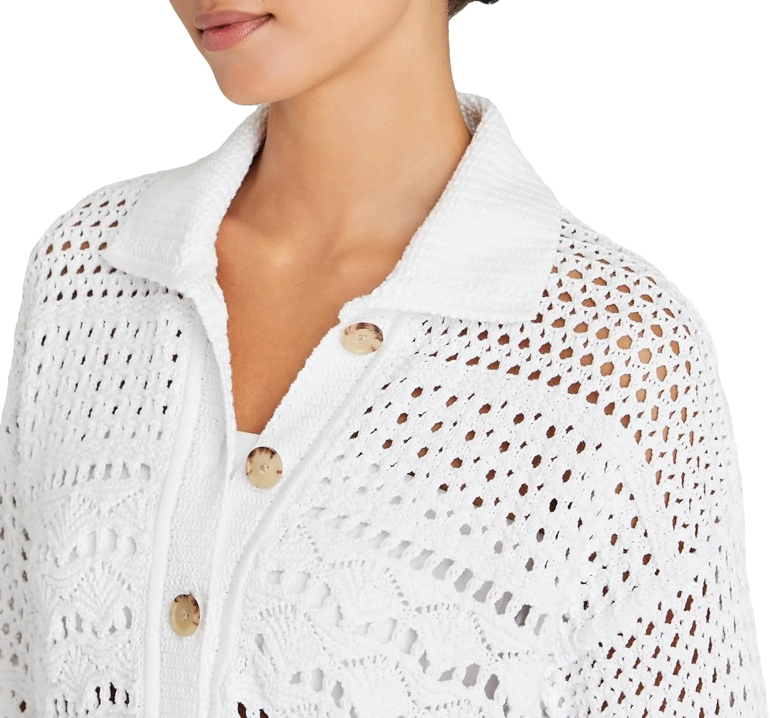 Club Monaco Women's Open Stitch Longsleeve Button Down Cardigan
