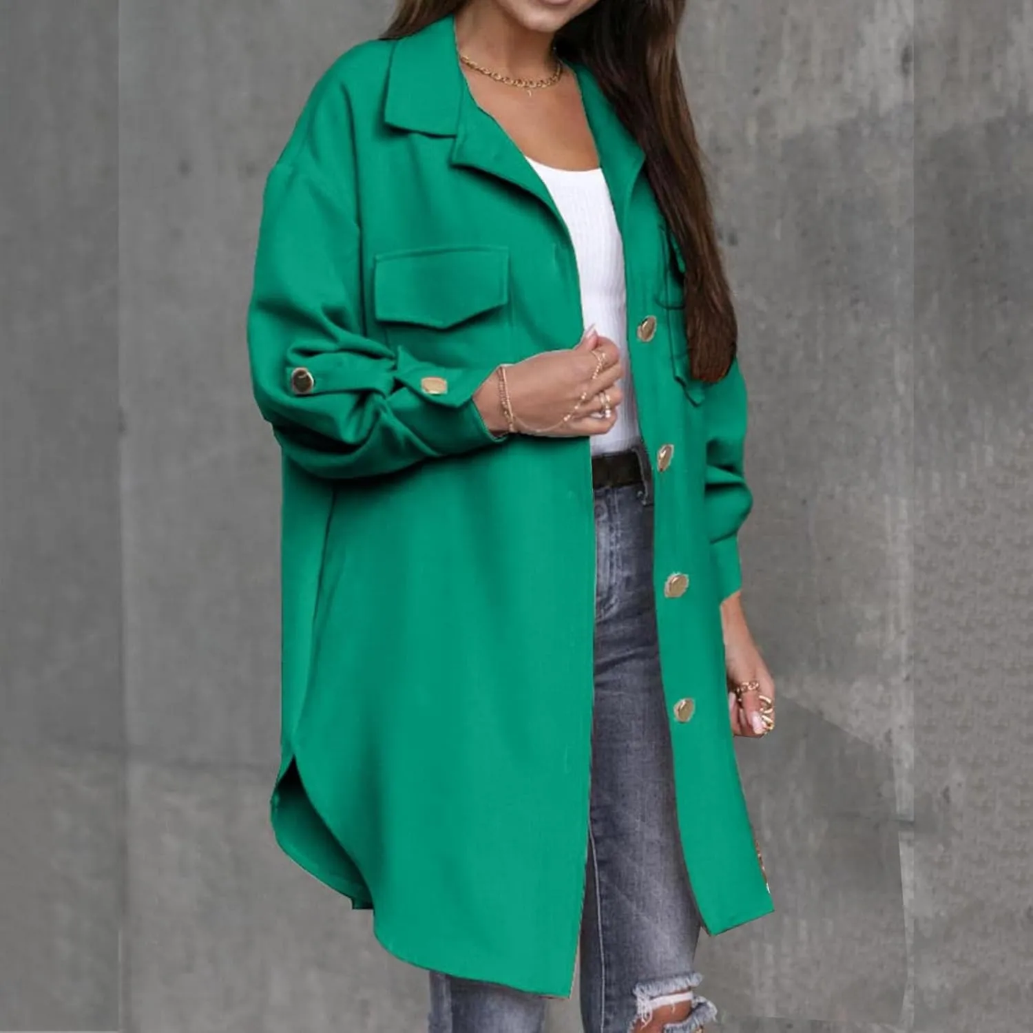 Coat for Women Casual Lapel Single Breasted Jacket Trench Coat Long Sleeve Hooded Cardigan Sweater Fall Outfits Pocket