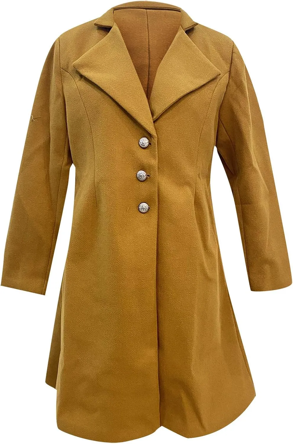 Coats for Women Double-Breasted Trench Coat Long Casual Slim Fit Outerwear Classic Lapel Solid Overcoat 2024
