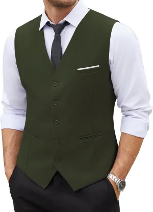 COOFANDY Men's Casual Dress Suit Vest Slim Fit Business Formal Waistcoat Vest