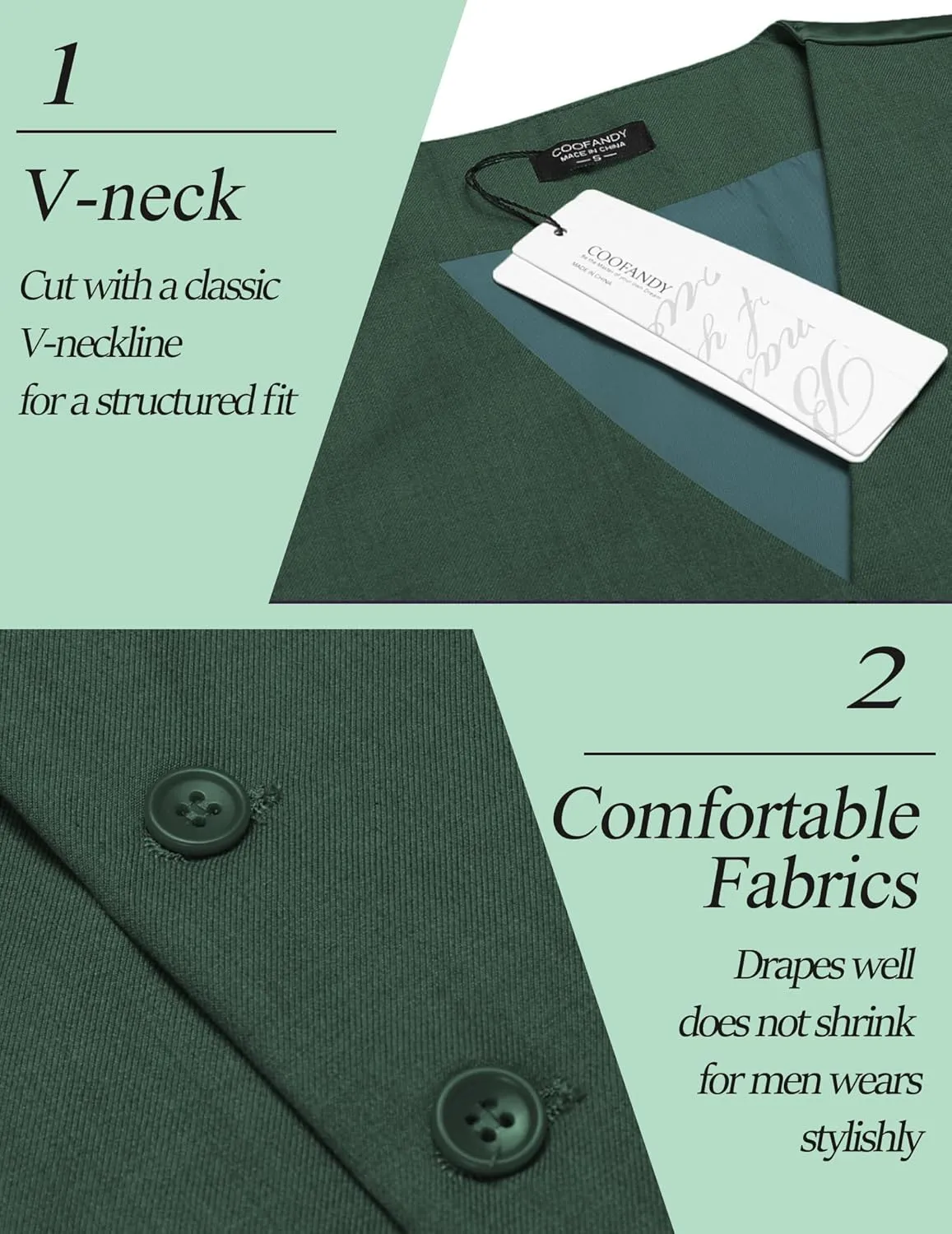 COOFANDY Men's Casual Dress Suit Vest Slim Fit Business Formal Waistcoat Vest