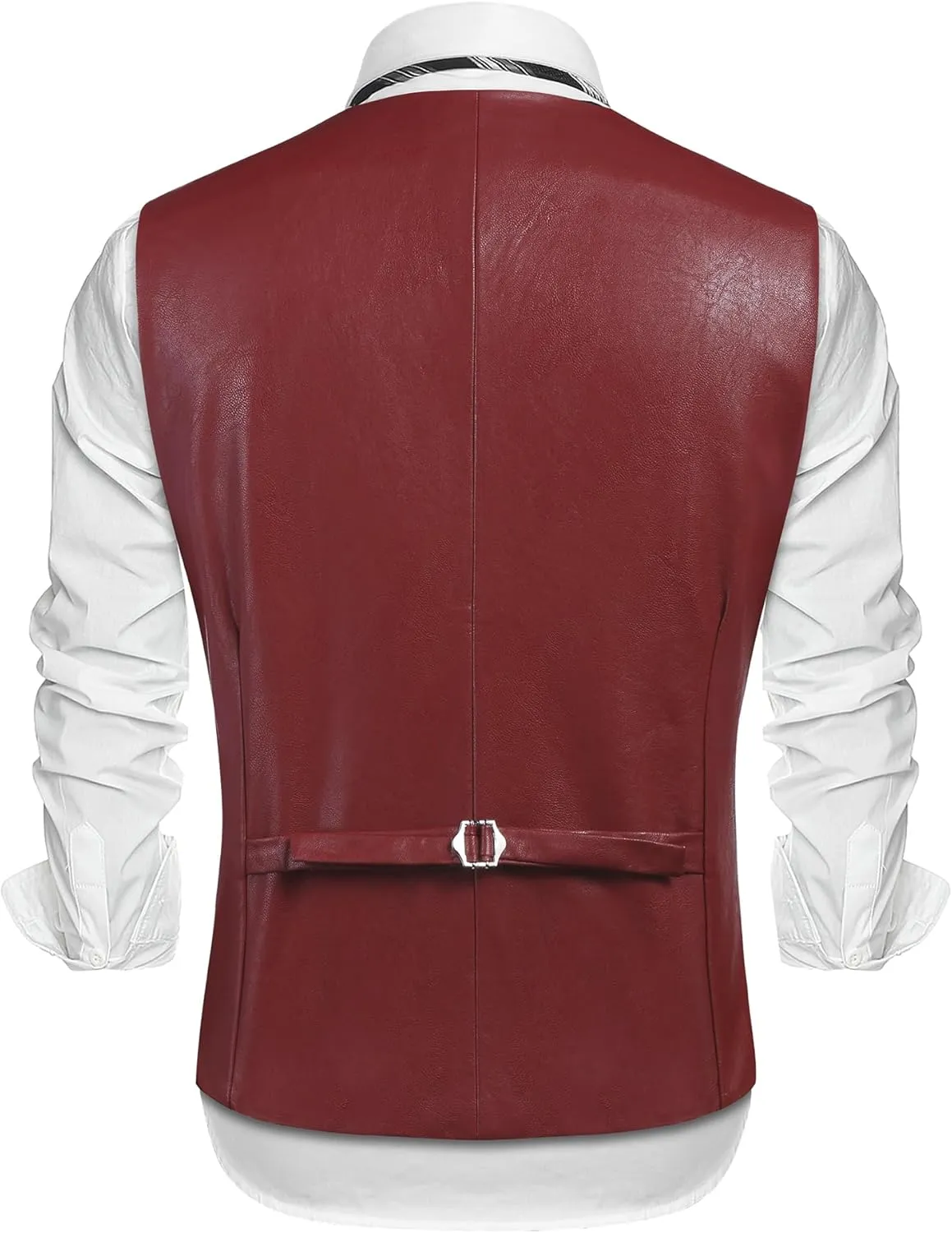 COOFANDY Men's Leather Suit Vest Casual Western Vest Jacket Lightweight V-Neck Dress Waistcoats