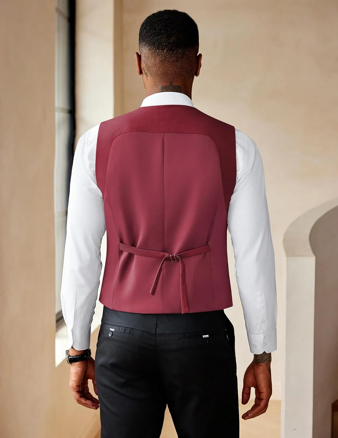 COOFANDY Men's Suit Vest Slim Fit Double Breasted Dress Vest Casual Business Formal Waistcoat