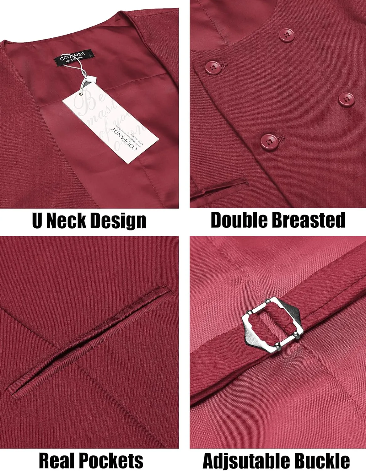 COOFANDY Men's Suit Vest Slim Fit Double Breasted Dress Vest Casual Business Formal Waistcoat