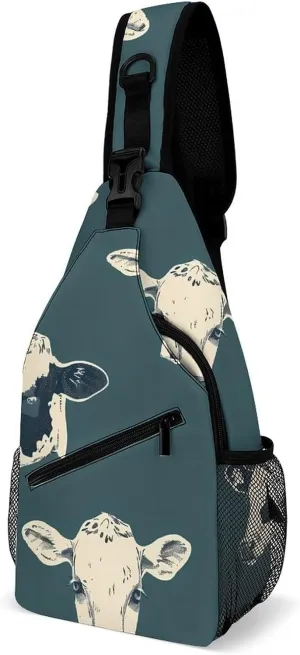 Cool Cattle Cow Fashion Sling Bag Backpack Crossbody Shoulder Chest Bags Hiking Daypack