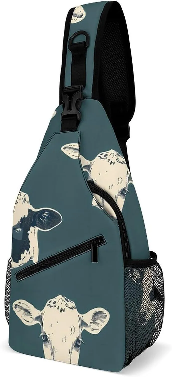 Cool Cattle Cow Fashion Sling Bag Backpack Crossbody Shoulder Chest Bags Hiking Daypack