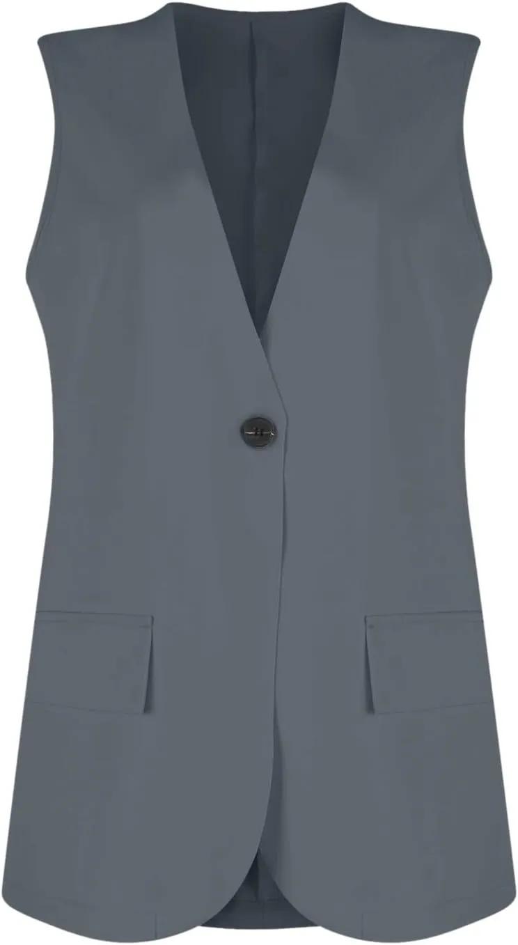 COTECRAM 2024 Vest Tops for Women Trendy Summer Sleeveless Blazer Jackets Button Casual Open Front Waistcoat Dressy Suit Vest