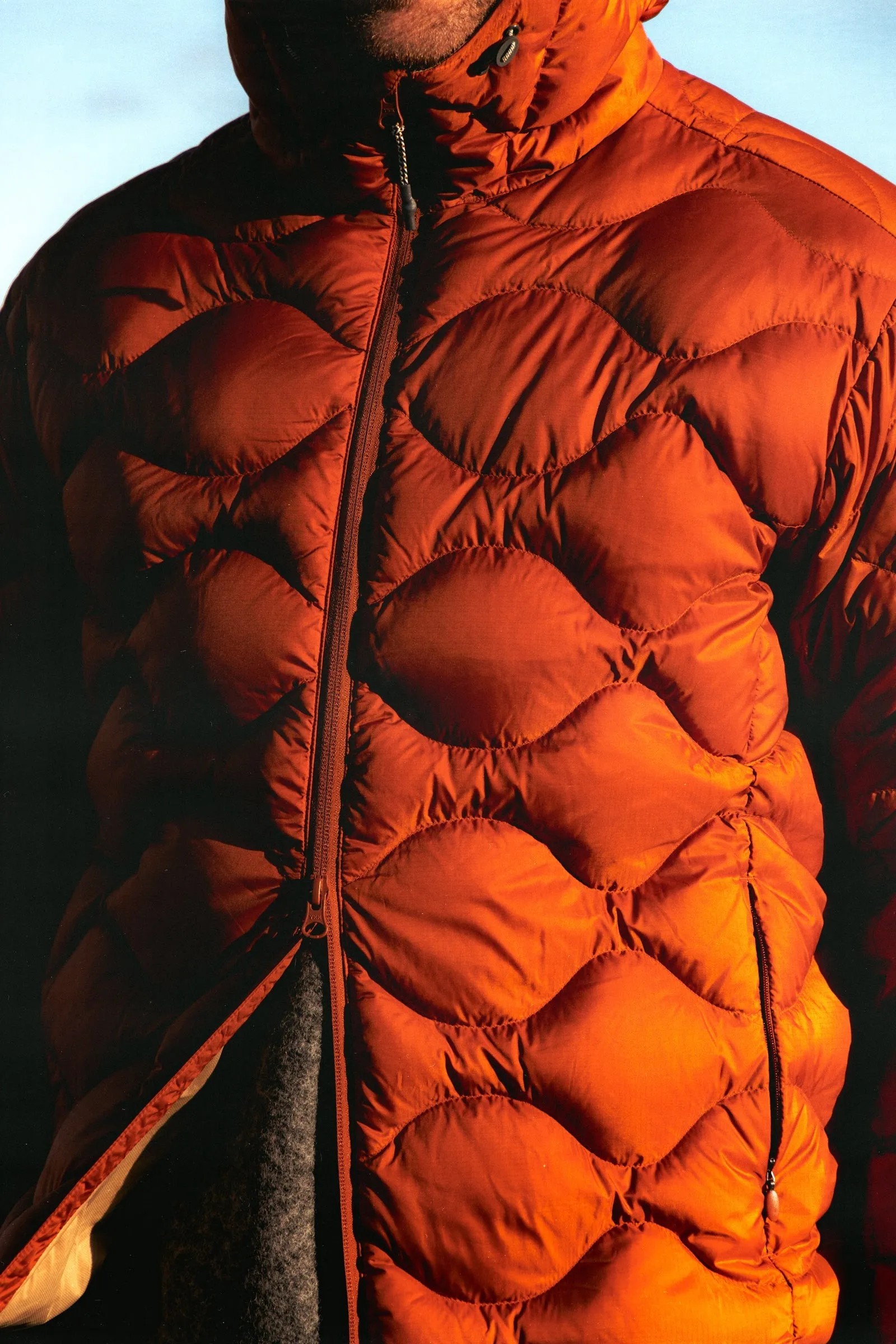 Cuillin Down Jacket in Burnt Orange Recycled Ripstop