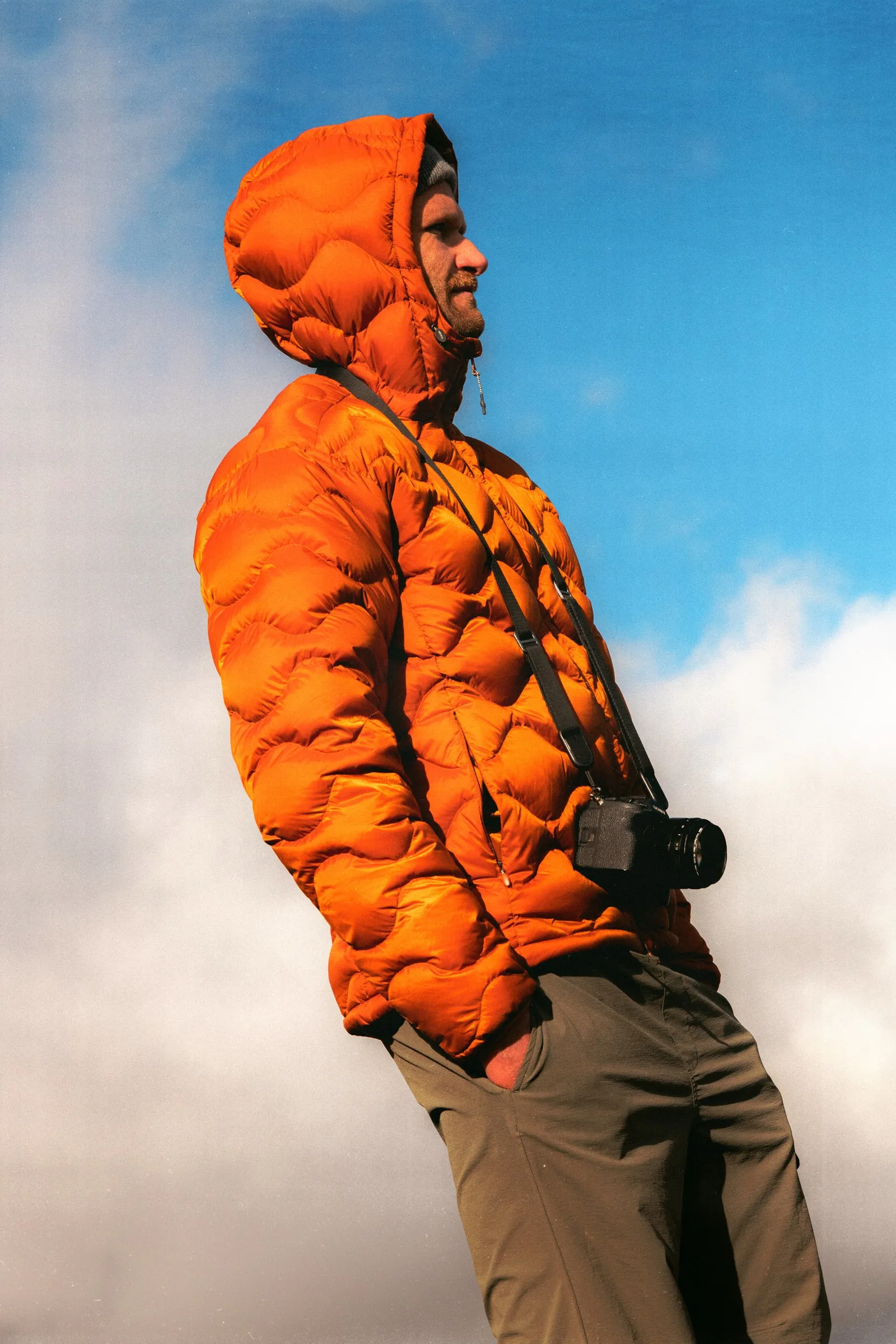 Cuillin Down Jacket in Burnt Orange Recycled Ripstop