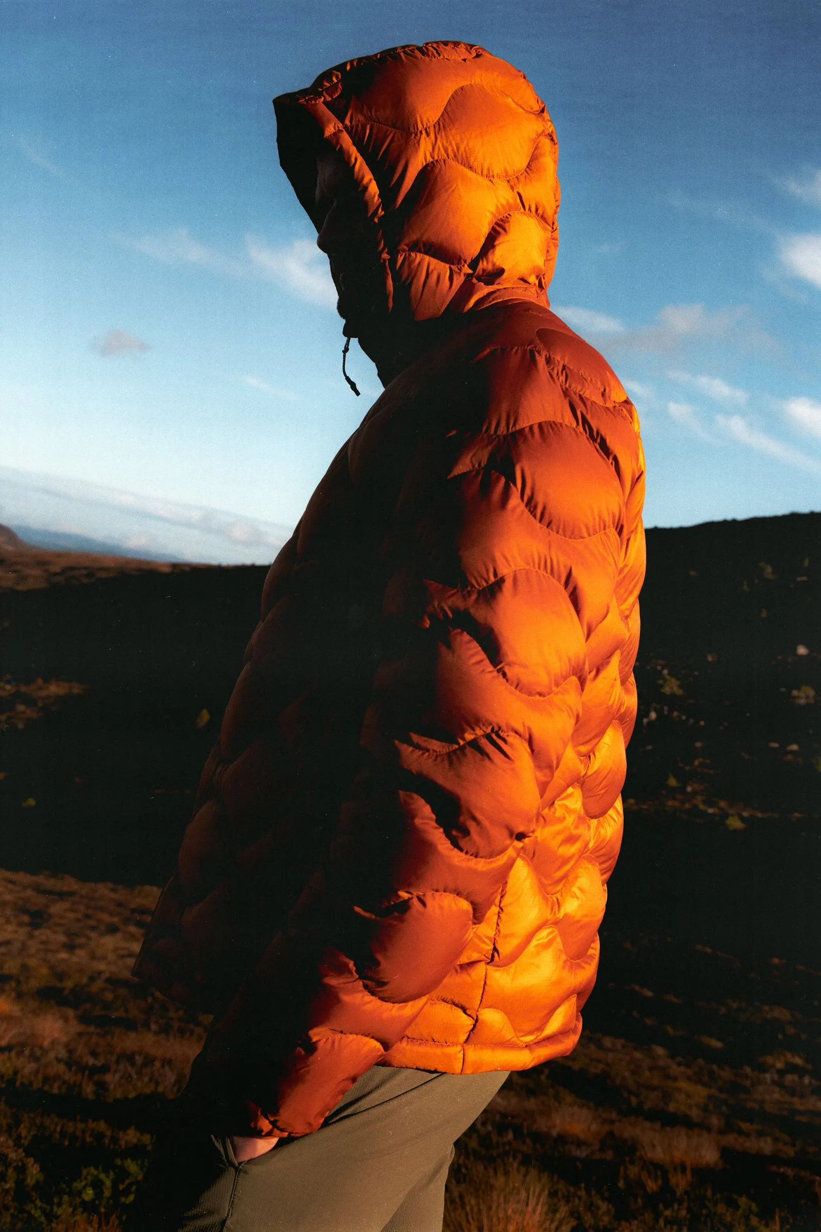 Cuillin Down Jacket in Burnt Orange Recycled Ripstop