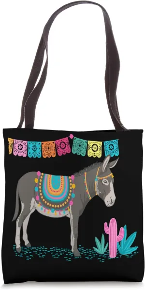 CUTE DONKEY TEE DONKEY WEARING A COLORFUL SADDLE PINK CACTUS Tote Bag
