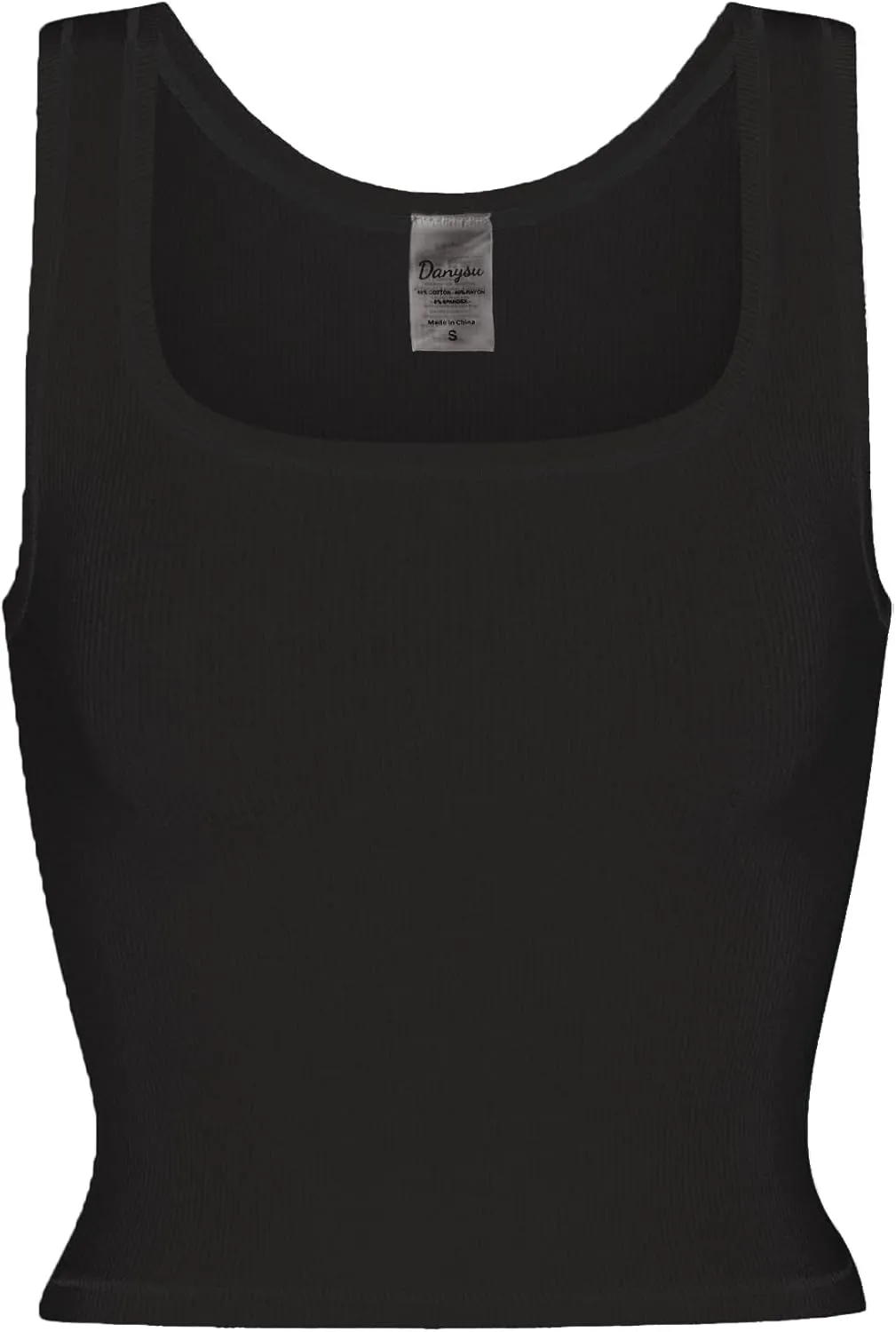 Danysu Women Rib Tank Top Padded Workout Top Square Neck Crop Tank Fitted Basic Cami Tops