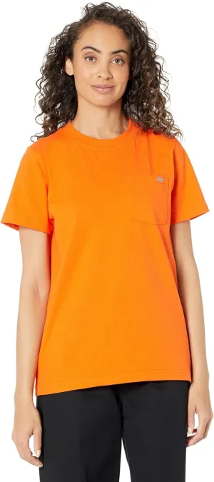 Dickies Women's Short Sleeve Heavyweight Pocket T-Shirt, Orange, Extra Large