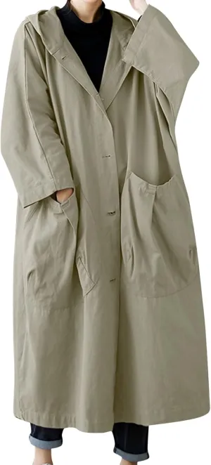 Double-Breasted Hooded Coat Outwear Womens Elegant Windbreaker Wild Winter Women'S Coat Womens Trench Coat 2024