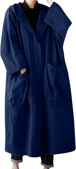 Double-Breasted Hooded Coat Outwear Womens Elegant Windbreaker Wild Winter Women'S Coat Womens Trench Coat 2024