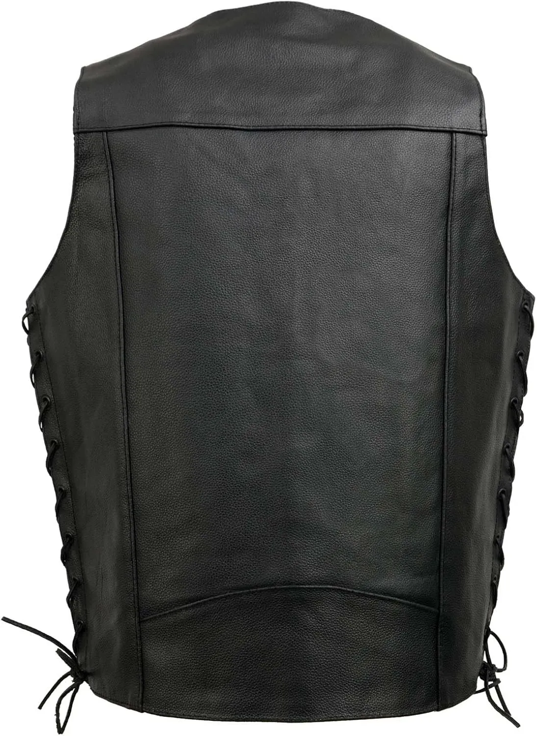EL5315TALL Black Motorcycle Leather Vest for Men's Tall Sizes Riding Club Adult Motorcycle Vests