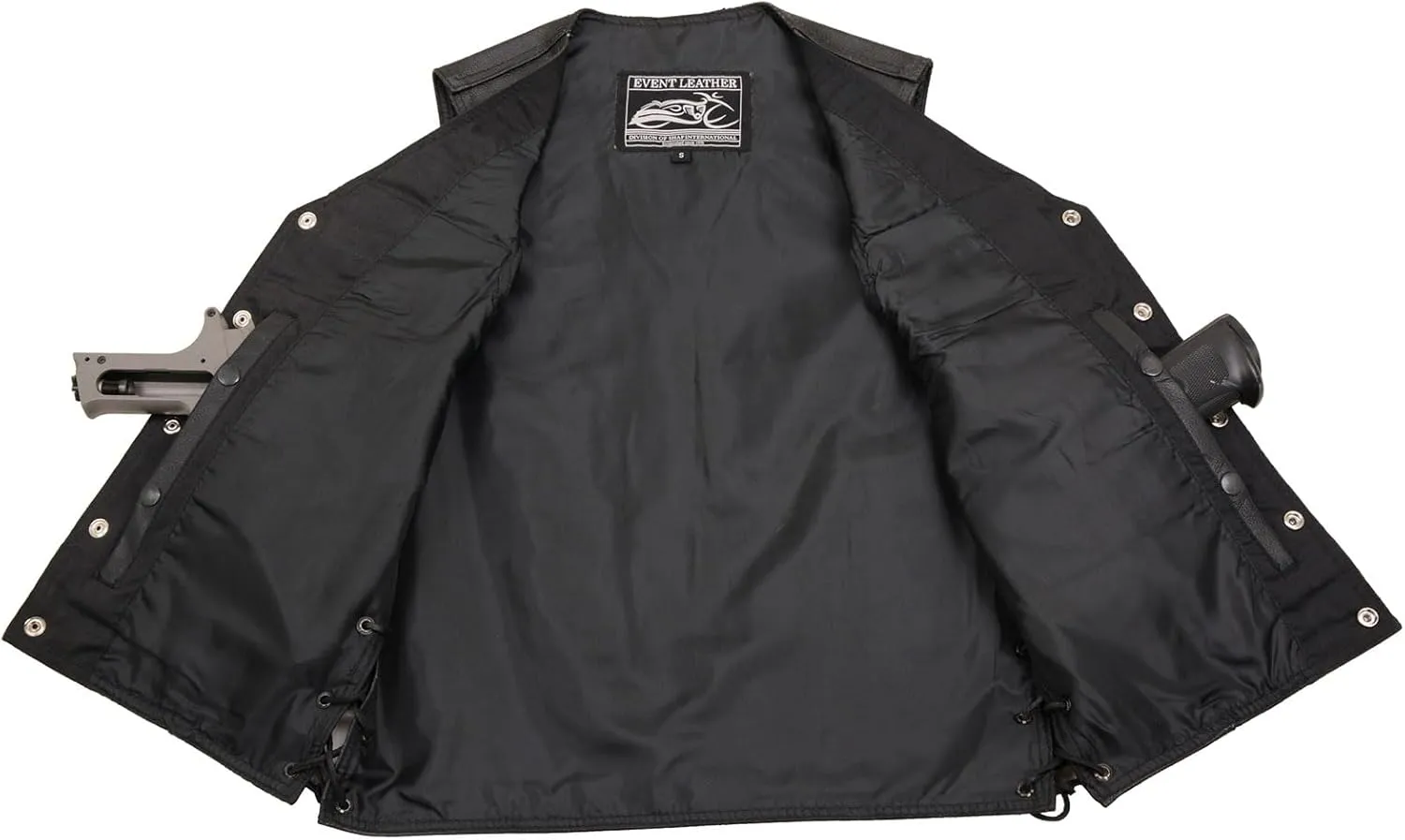 EL5360 Black Motorcycle Leather Vest with Denim Style Pockets -Riding Club Adult Vests