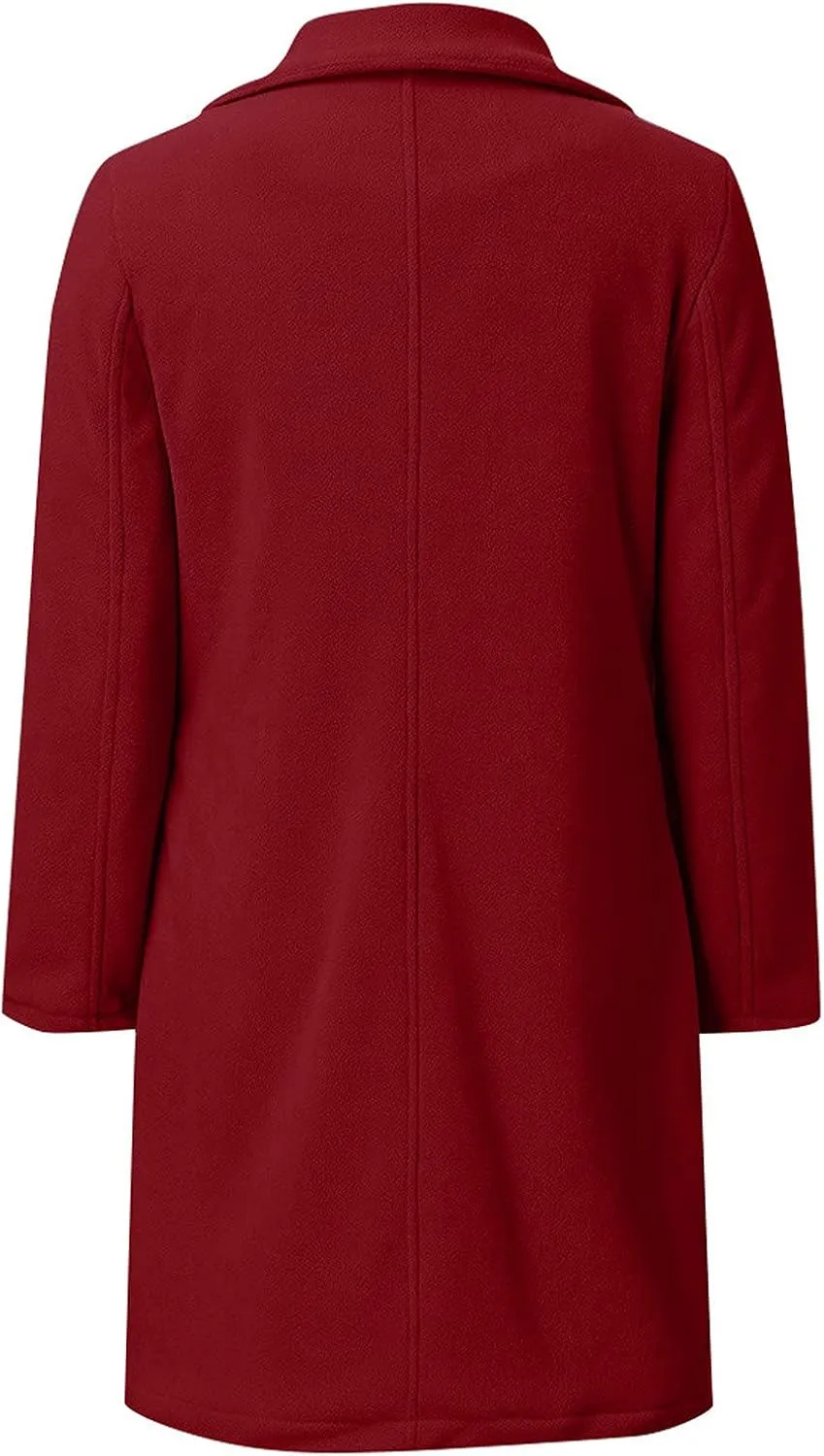 Fall Trench Coats for Women 2024 Casual Notch Lapel Single-Breasted Pea Coats Wool Blend Warm Winter Coats