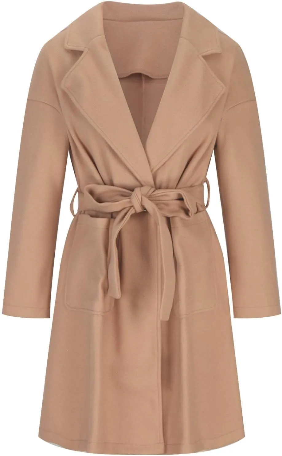fartey Womens Winter Coats Wool Blend Pea Coats Casual Notch Lapel Double-Breasted Mid Trench Coats Overcoats Outwear