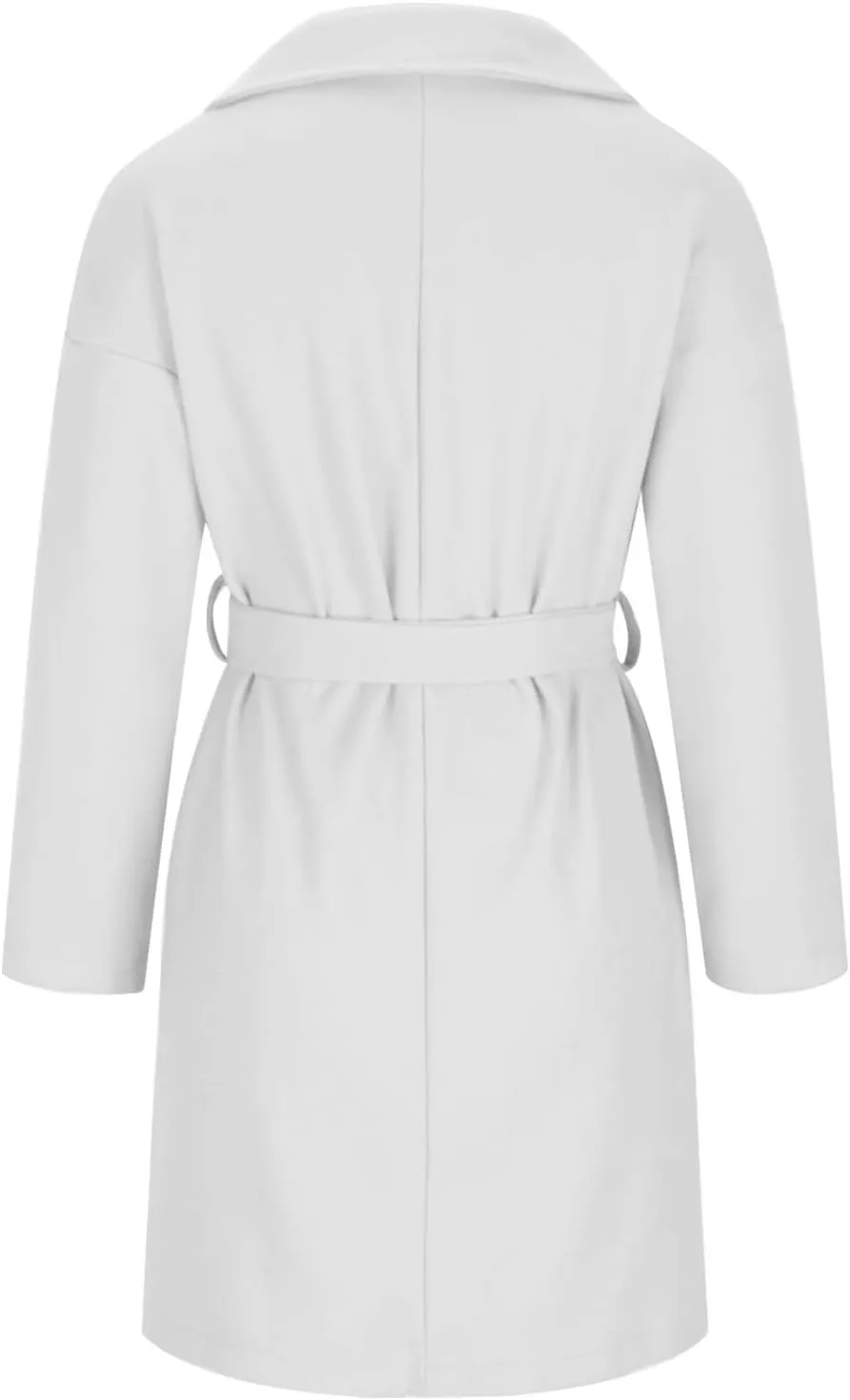fartey Womens Winter Coats Wool Blend Pea Coats Casual Notch Lapel Double-Breasted Mid Trench Coats Overcoats Outwear