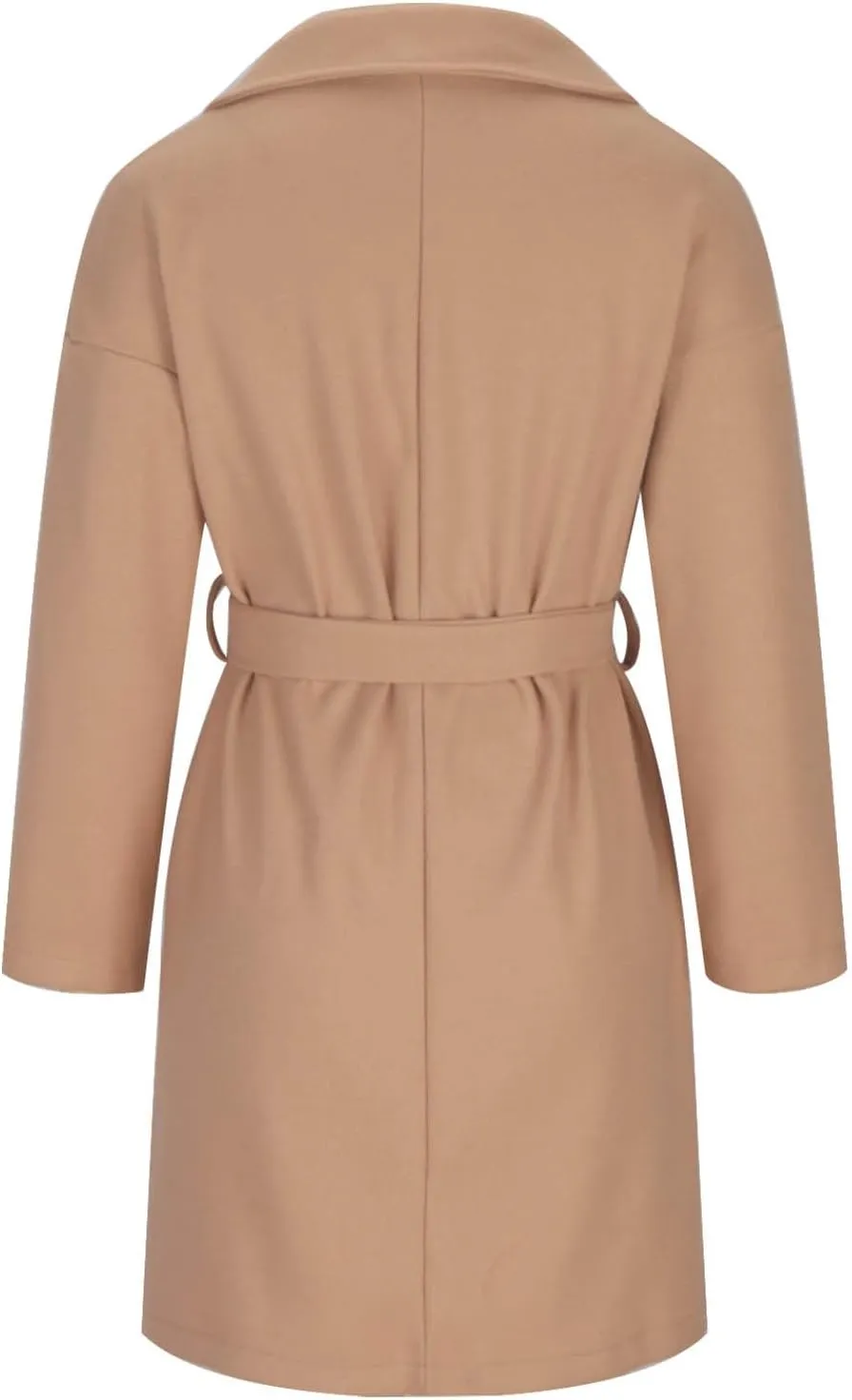 fartey Womens Winter Coats Wool Blend Pea Coats Casual Notch Lapel Double-Breasted Mid Trench Coats Overcoats Outwear