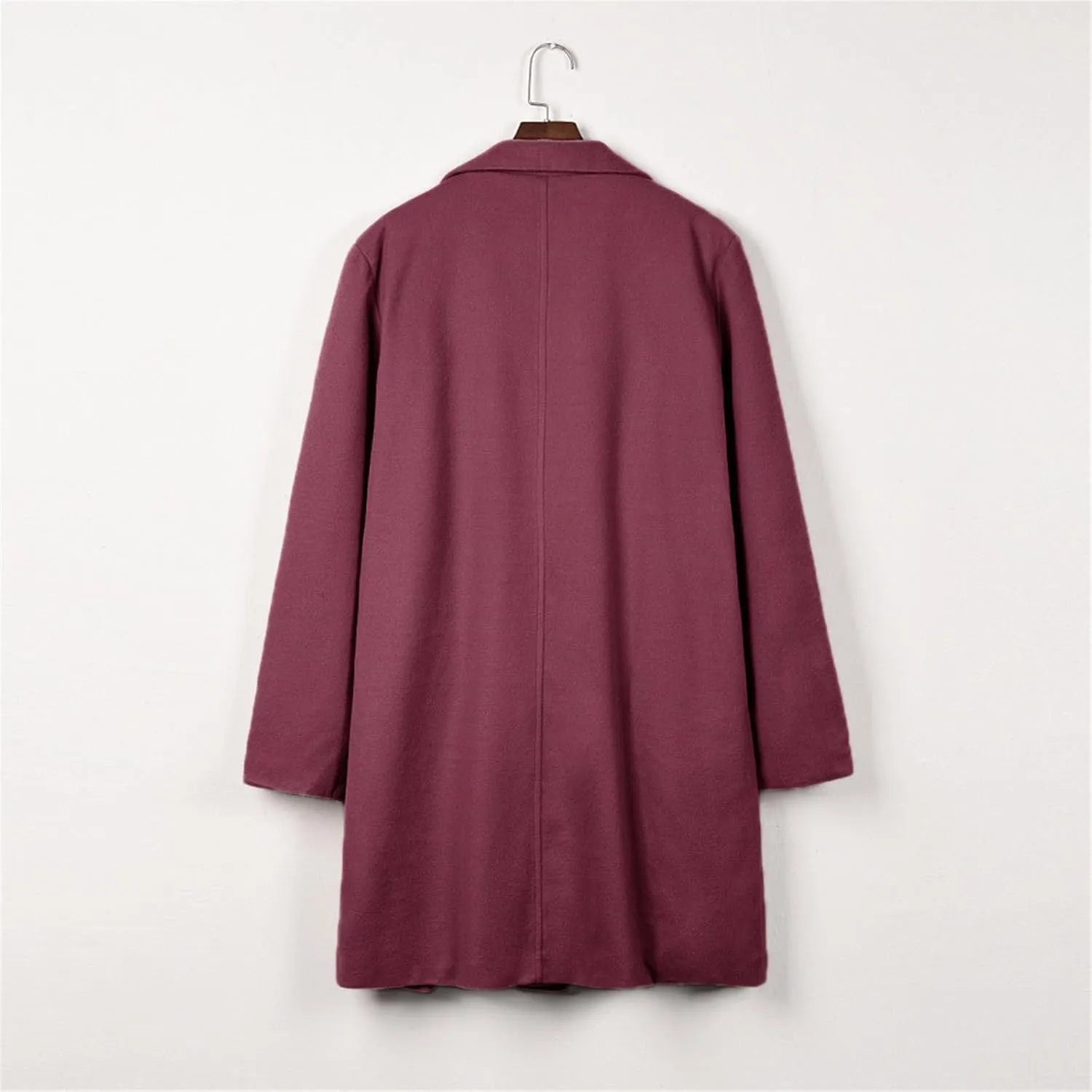 fartey Womens Winter Trench Coats Notched Lapel Collar Open Front Wool Coats Mid Long Oversized Pea Coat Outwear