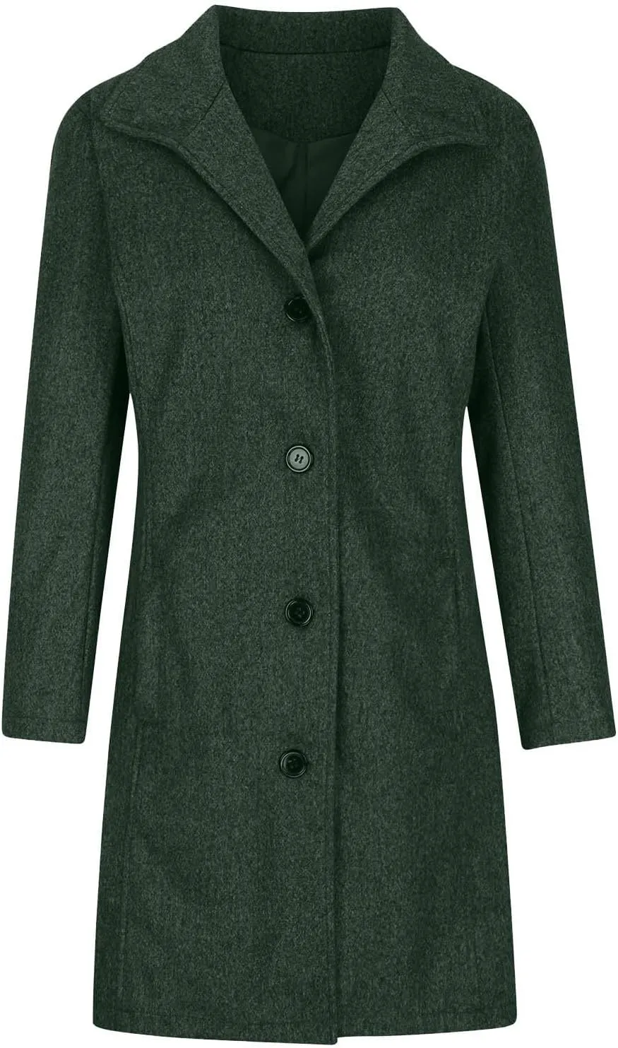 fartey Womens Winter Wool Trench Coat Oversized Single Breast Notched Collar Overcoats Thicken Warm Office Pea Coat Jackets