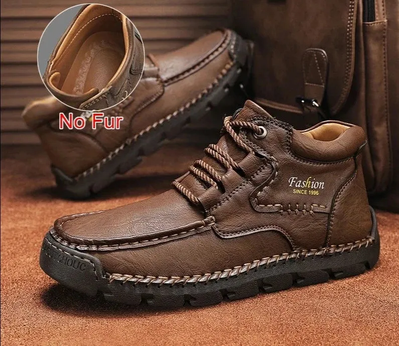 Fashion Leather Winter Warm Outdoor Men Snow Boots Handmade Designer Ankle Boots Business Boots Size 38-48