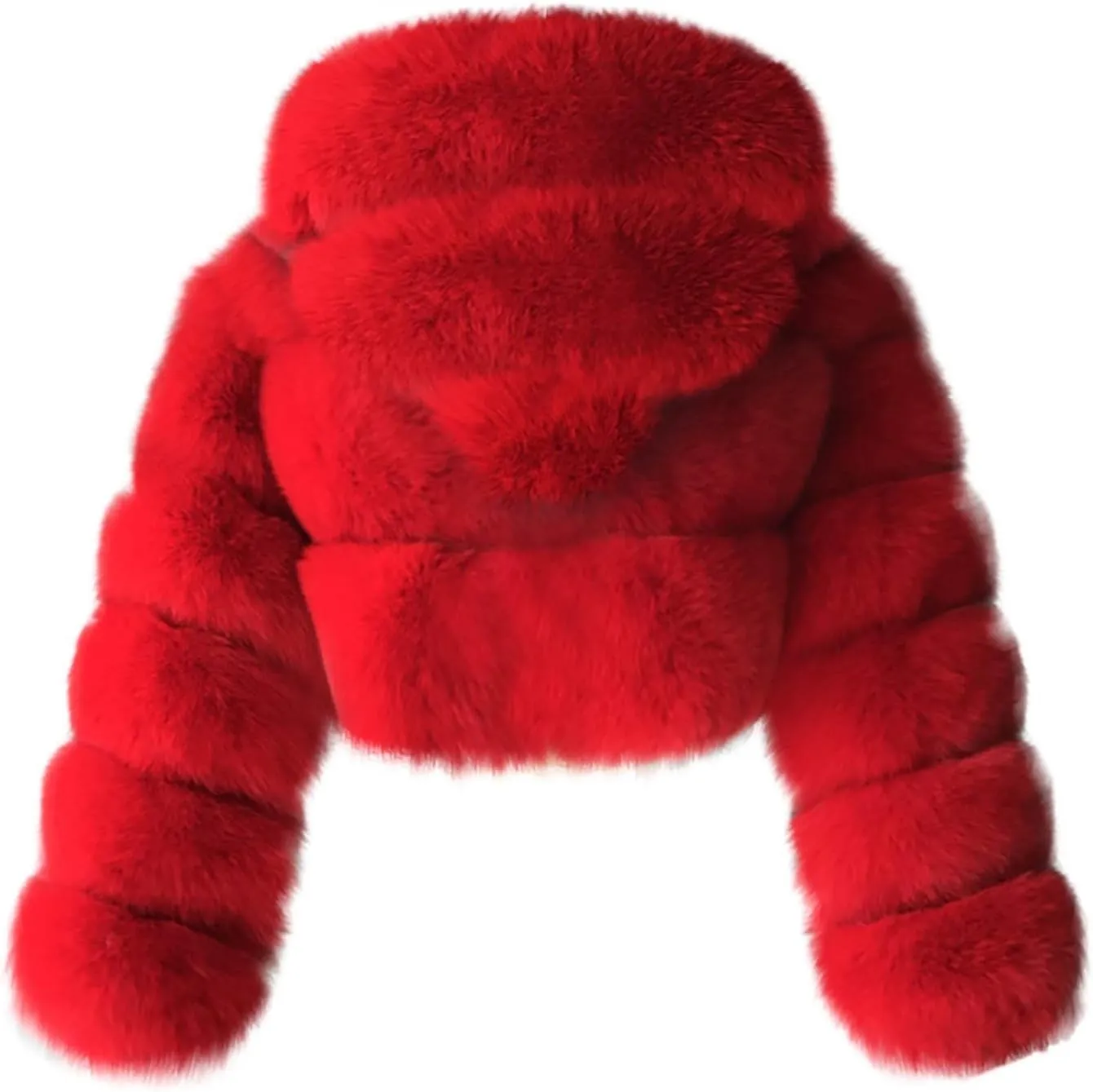 Faux Fur Coat Women with Hood Cropped Bubble Coats Furry Short Warm Jackets Plus Size Winter Coats for Women