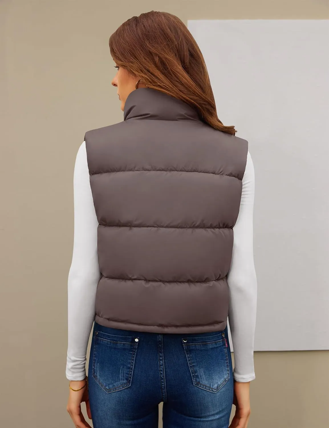 Fengbay Womens Puffer Vest Sleeveless Puffy Cropped Vests Stand Collar Vest Lightweight Bubble Quilted Vests Trendy 2025
